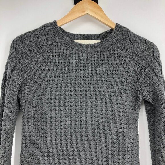 Zara Charcoal Grey Cable Knit Long Sleeve Crew Neck Raglan stitch Sweater size S - Picture 4 of 16